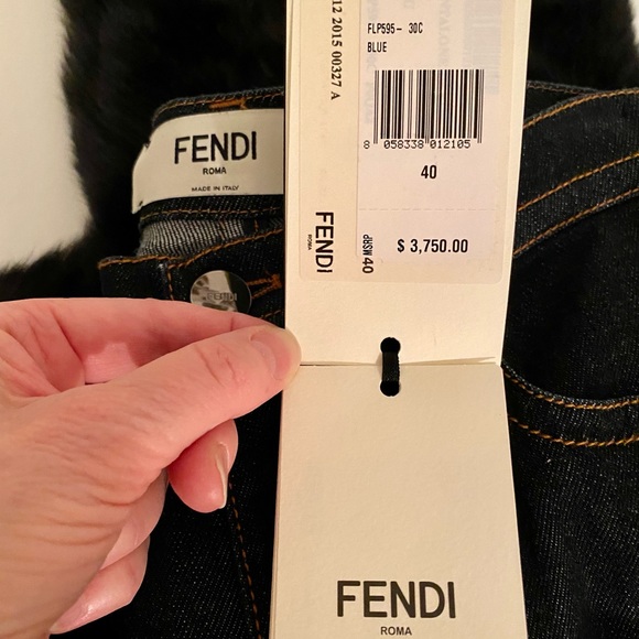 NWT FENDI RARE LTD RUNWAY DK DENIM/BLCK LAMB MONSTER JEANS - Picture 10 of 14